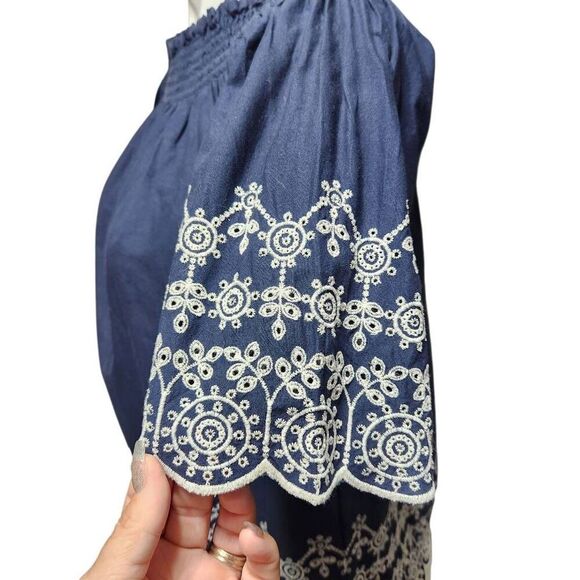 Abercrombie & Fitch vintage eyelet of shoulder top navy white small - Picture 5 of 10